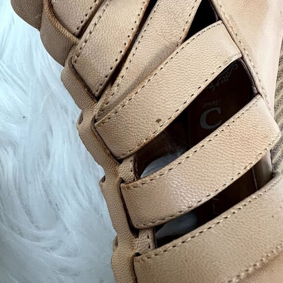Jeffrey Campbell Womens 5 Vector Tan Camel Leather Wedge Gladiator Cage Booties - Picture 10 of 11